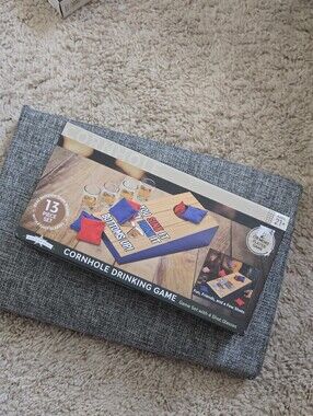 Tabletop Cornhole Drinking Game Bottoms Up 13 Piece Wooden Set NEW